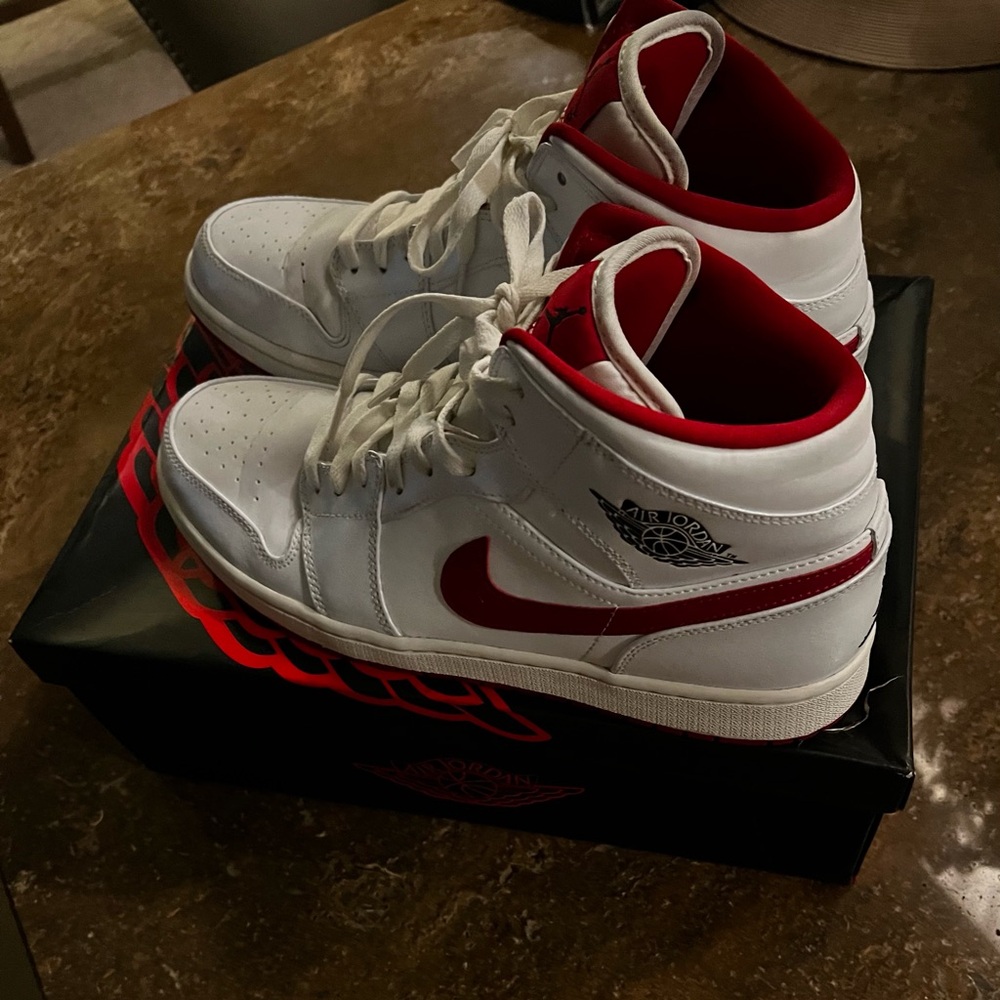 Red and white air Jordan size 12 . Used not new .